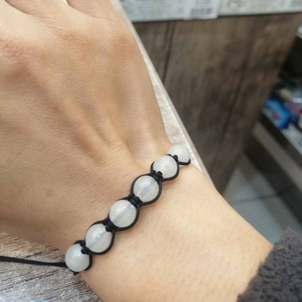 Luminous Stone Beaded Bracelet, Braided Rope Charm